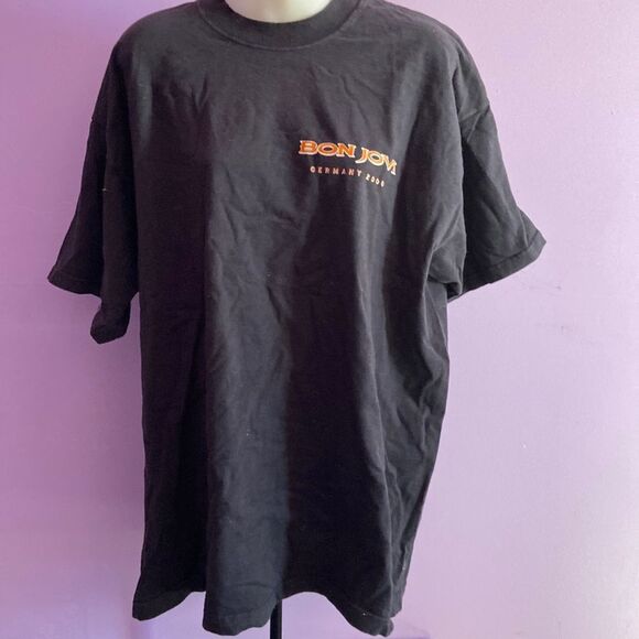 Bon Jovi Germany 2000 Tour T-Shirt Black Unisex Crew Neck Size XL Rock Band Tee - Picture 1 of 3